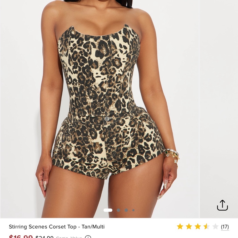 Fashion Nova Leopard Print Corset Top - Tan/Black
